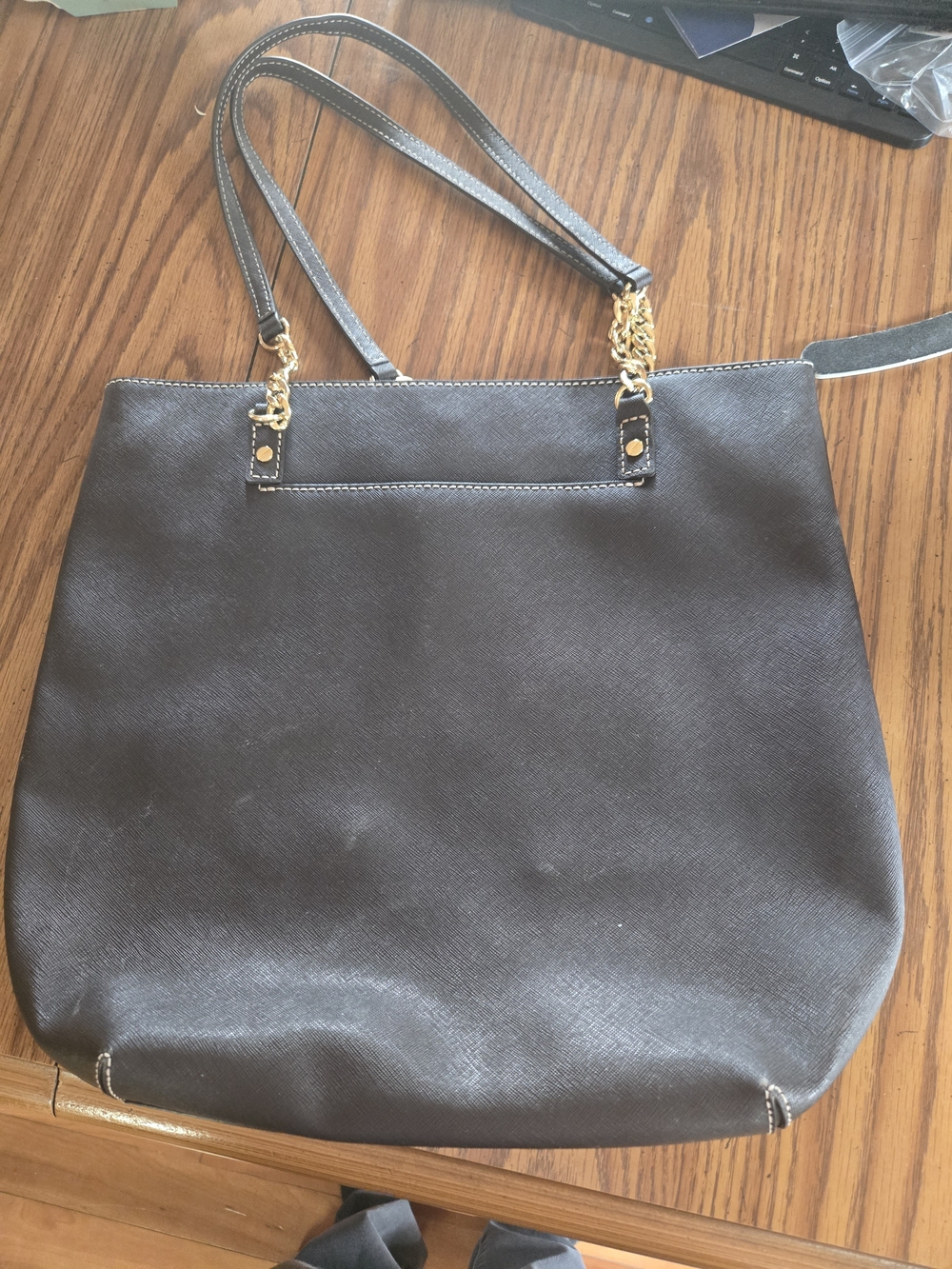 Michael Kors Black Tote with Gold Chain Straps New Without Tags